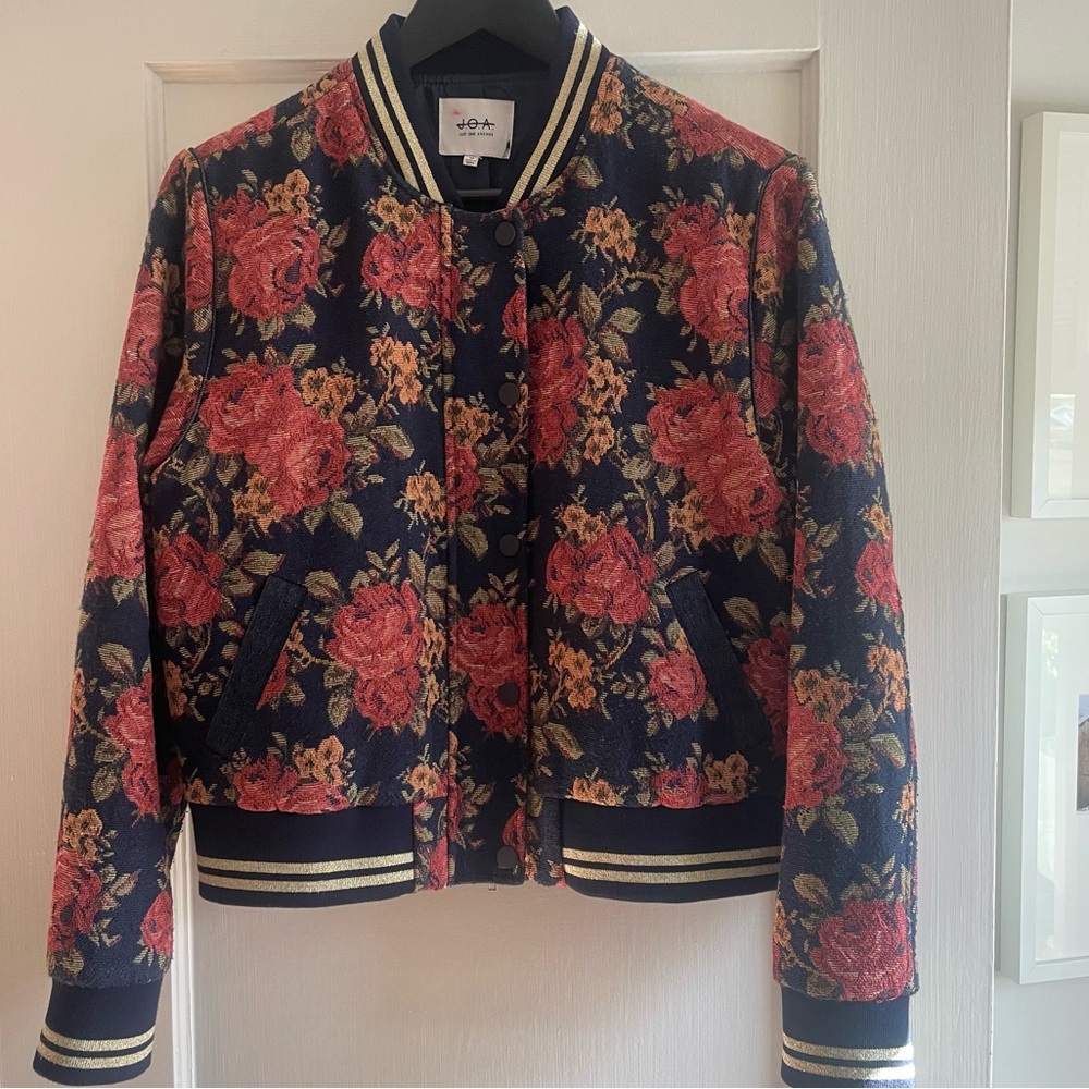 Anthro Pacey Jacquard Floral Bomber Jacket